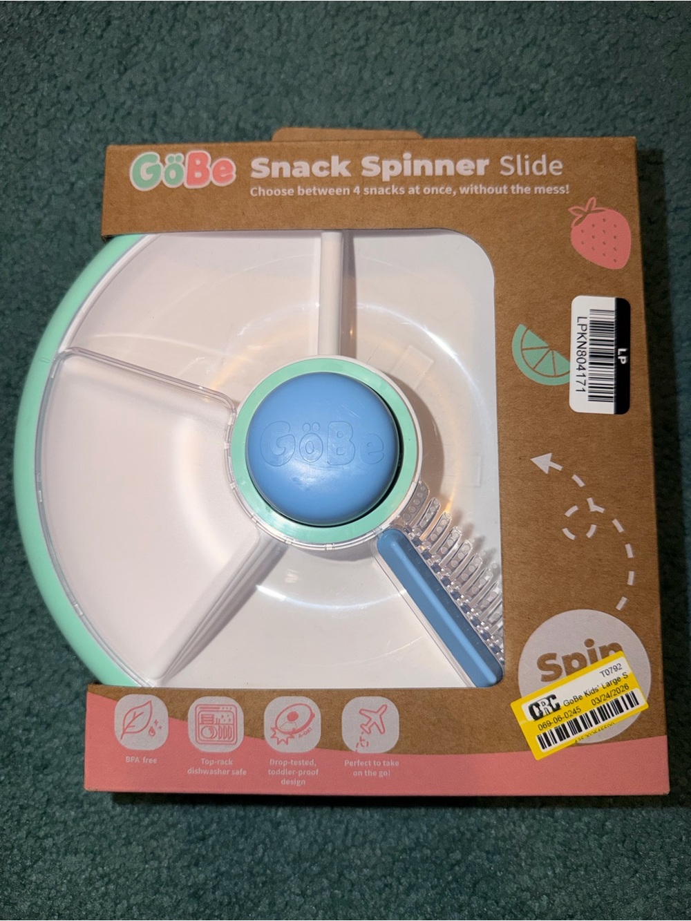 Kids Snack Spinner Slide - Mint & Blue